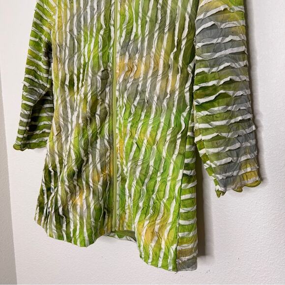 Snoskins XS Jacket Zip Front Textured Crinkle Green Yellow Lightweight - Picture 2 of 8